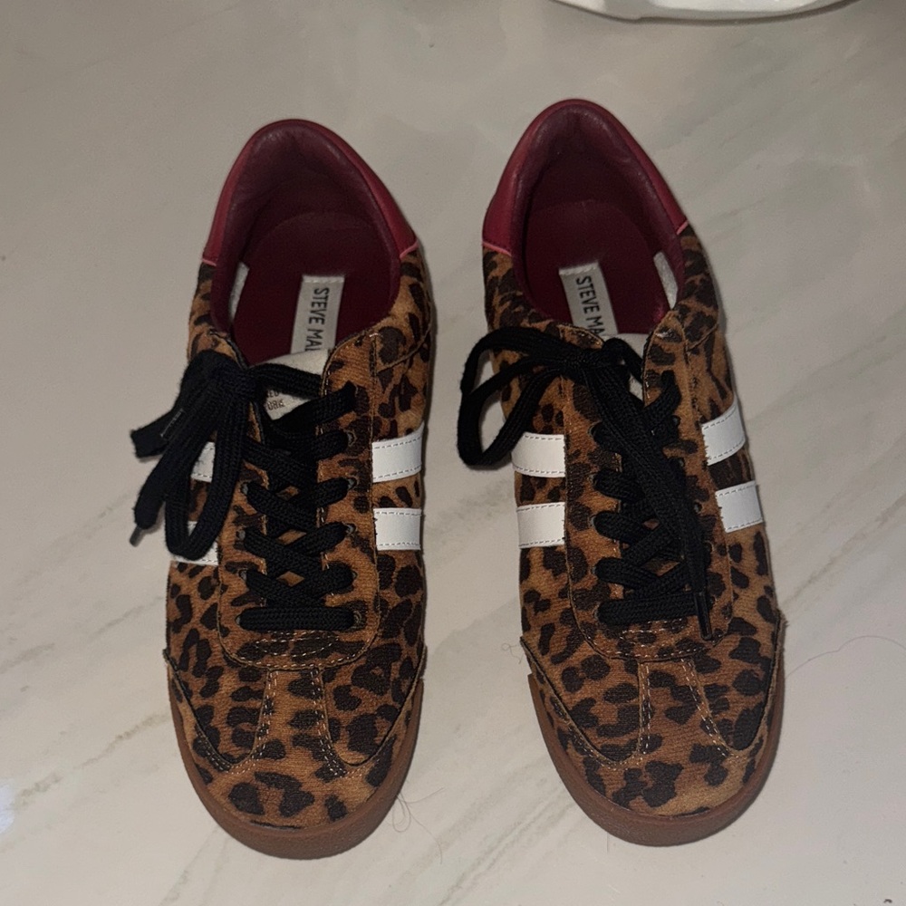 Steve Madden Brown Leopard Sneakers with Black and White Accents